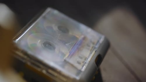 close up of old vintage retro cassette playing pop hit