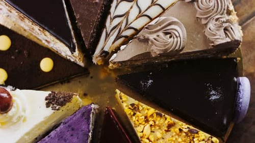 Delicious Cake Slices with Varied Toppings