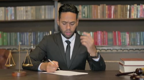 Man Works as Lawyer in Office