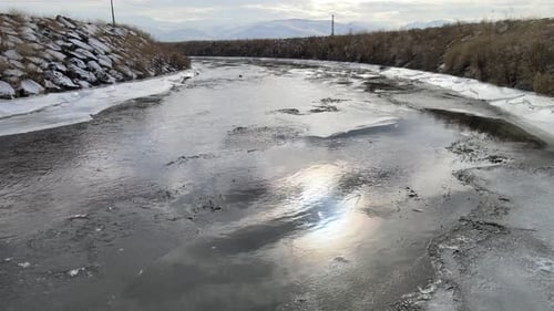 frozen river drone