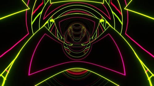 Light Green And Pink Neon Abstract Endless Moving On Circle Background Vj Loop In 4K