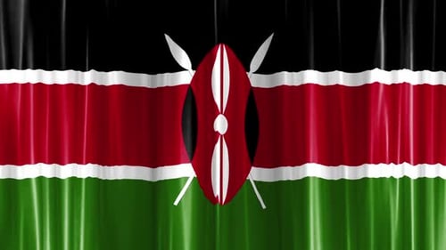 Kenya National Flag Waving Loop Animation with Shield and Spears