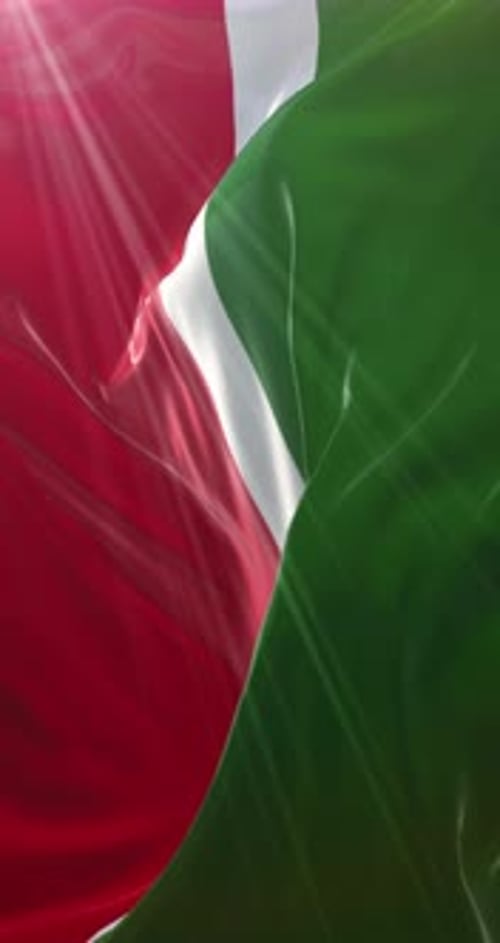 Vertical Flag Waving With Red White Green Stripes