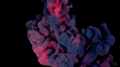 Abstract Ink Plume of Deep Blue and Red