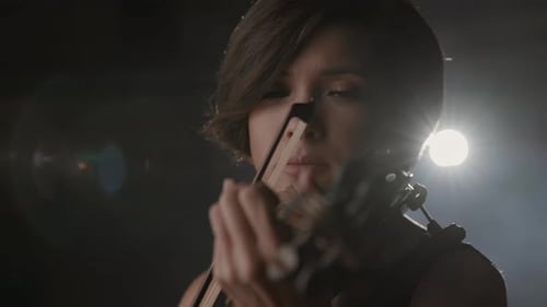 One Music Player with Classic Wooden Violin and Strings Close Up. Enjoy