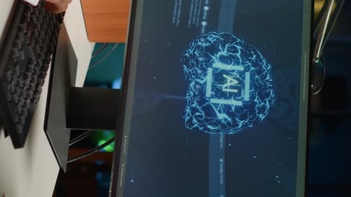 Vertical Video Man in Personal Office Writes AI Code