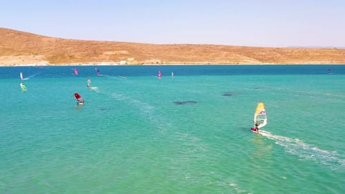Drone View of Windsurfers