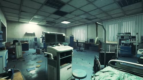 Neglected Hospital Interior Shows Destruction in a Forgotten Space