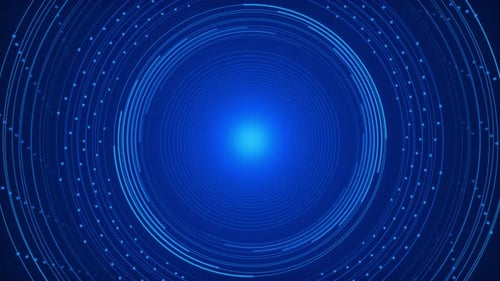 Blue Digital Concentric Circles Technology Background Loop