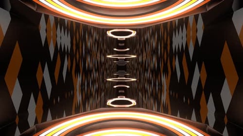 Orange And White Neon Tunnel With Drop In Down Background Vj Loop In 4K