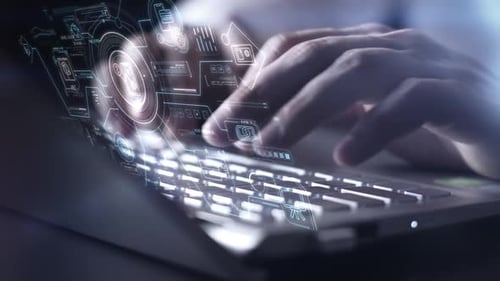 Futuristic Digital Holographic Data Interface Display Animation