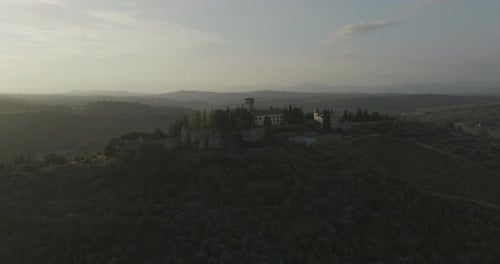 Aerial view Tuscany countryside, Italy.
