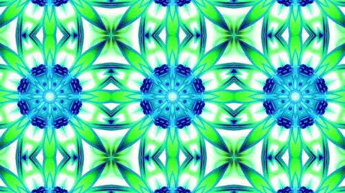 Abstract Mandala Kaleidoscope Blue Green Motion Background