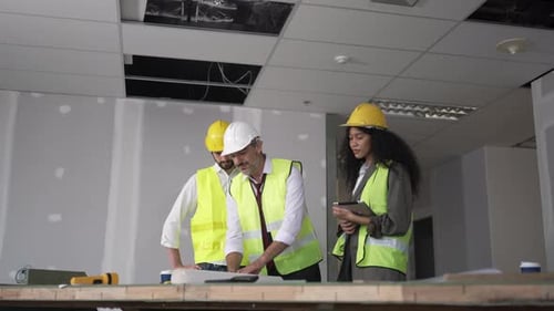 Constructors work at High rise building site.