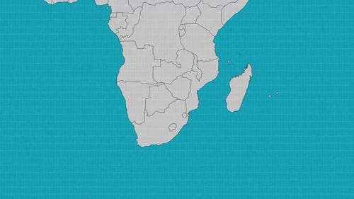 Animated Flat Map of Africa Zooming to Botswana