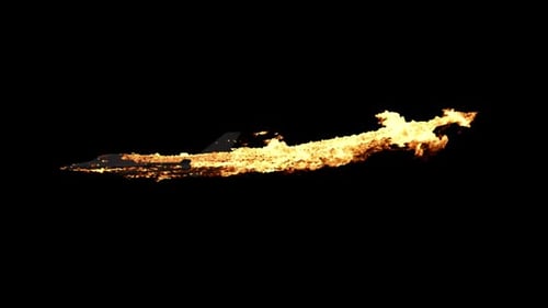 Jet airplane burning on fire, Transparent background