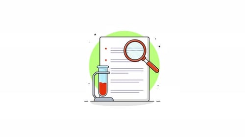 Flat Design Animation of Scientific Analysis and Research Document