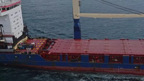 Cargo Ship Sailing in the Bosphorus Aerial View 8