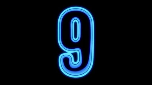 Neon Blue Glowing Number Countdown Animation