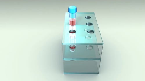 3D Animated Test Tube with Red Liquid in Lab Rack