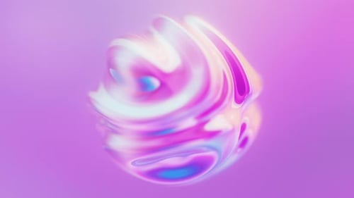 Holographic Iridescent Wavy Deforming Sphere Liquid Gradient Color Flow Orb with Ripples