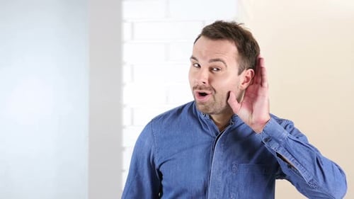 Middle Aged Man Listening Secret