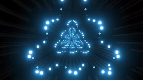 Dynamic blue light tunnel with repeating triangular patterns