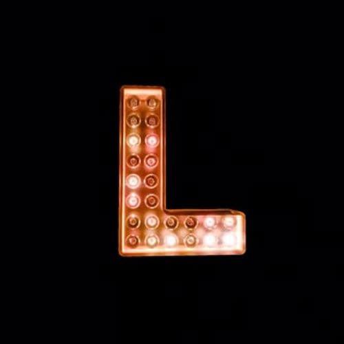 Glowing Marquee Light Bulb Letter L Animation