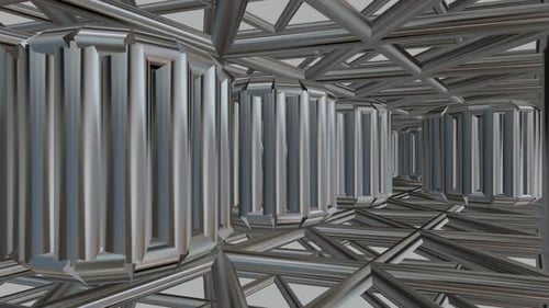 Rotation inside the Wireframe of a Silver Figure, Shape, Exclusive, 3D Render, Reflection