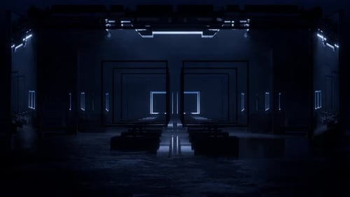 Futuristic Neon Geometric Tunnel Flythrough Loop