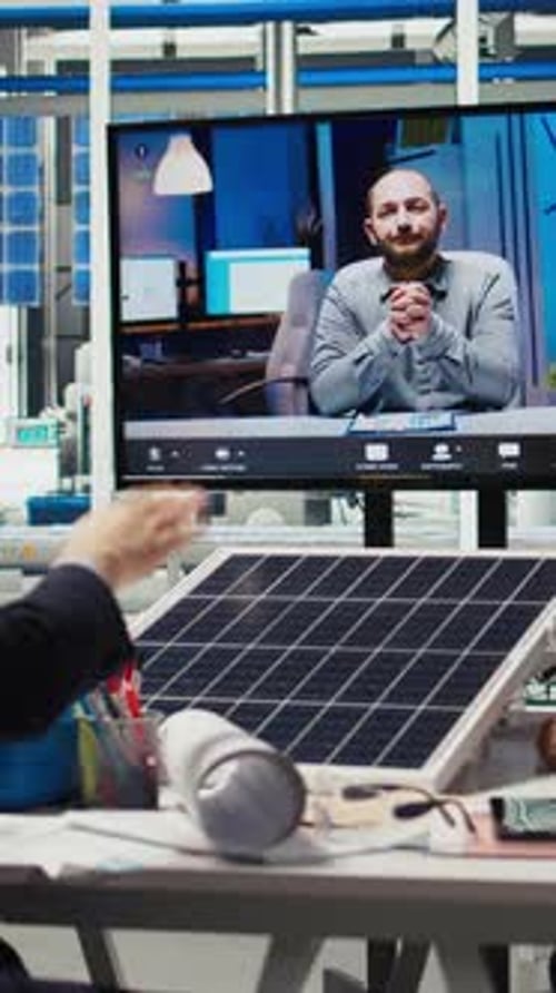 Vertical Video Experts Optimize Factory Equipment Energy Output During Videocall Meeting