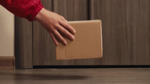 Food and Goods Delivery Box Contactless Online Shopping Volunteer Courier Delivers Parcel a to Door