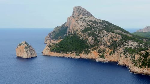 panorama scenery of rocky stone coast shoreline
