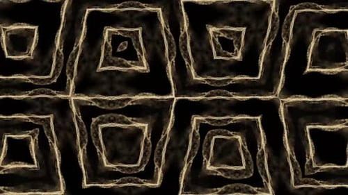 Dynamische geometrische Formen, die mit goldenem Licht auf Schwarz flackern