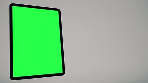Animated Vertical Tablet Device with Green Screen Display