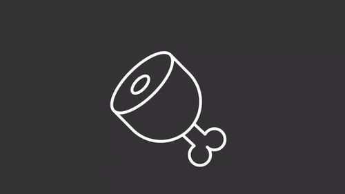 Animated shaking meat white line icon