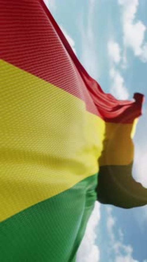 Vertical Realistic Flag Waving Animation Loop