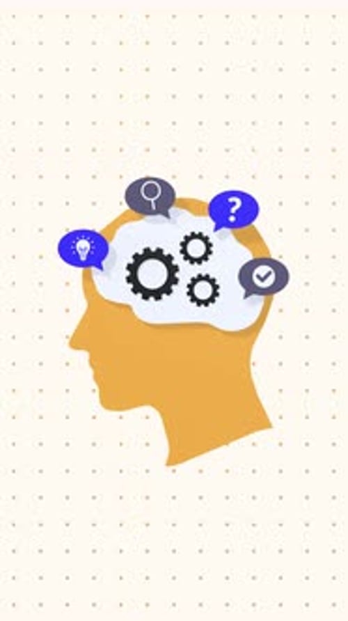 Vertical Animation Of Critical Thinking, Creative Brainstorming, And Problem-Solving.