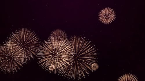 Sparkling Golden Fireworks Display Animation