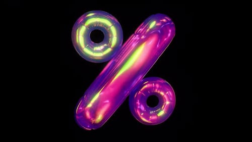 Holographic Percent Symbol 3D Animation