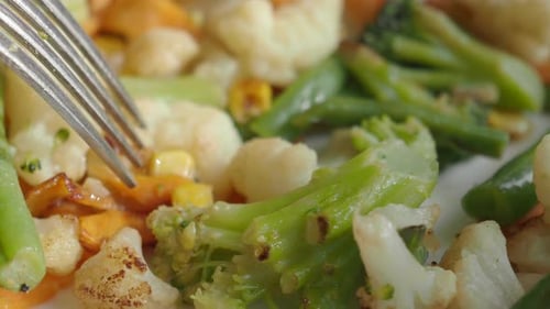 Colorful Fresh Vegetables Fork Healthy Eating Nutrition