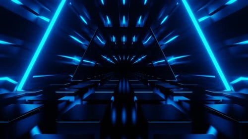 Blue Rhomboid Neon Corridor Background Vj Loop In 4K