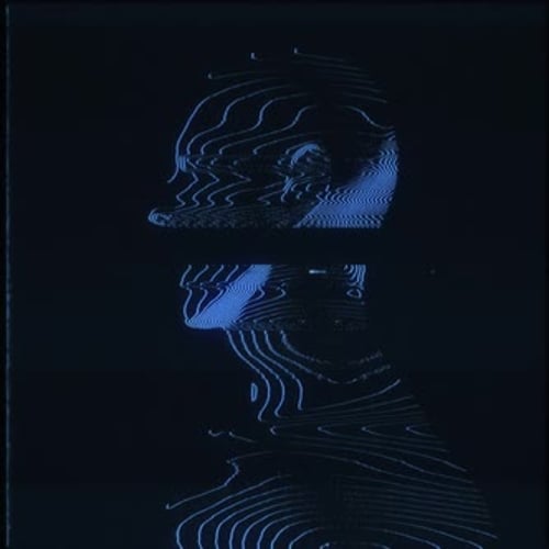 Abstract Glitch Human Head Profile Animation
