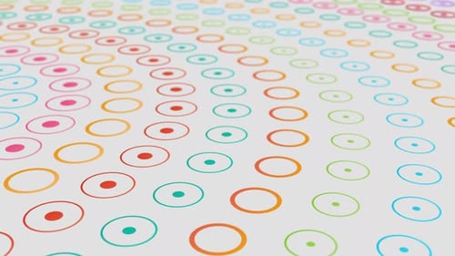Colorful Dot Circles Background Loop on Perspective 3D Space - Thin Border