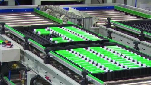 Real shot of fully mechanized automation production of new energy dry batteries lithium-ion, accumul