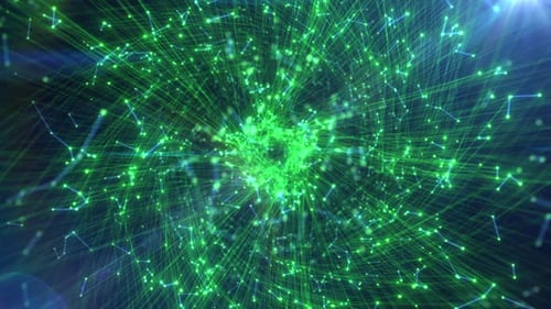 Futuristic Digital Network of Glowing Green Connections Animation