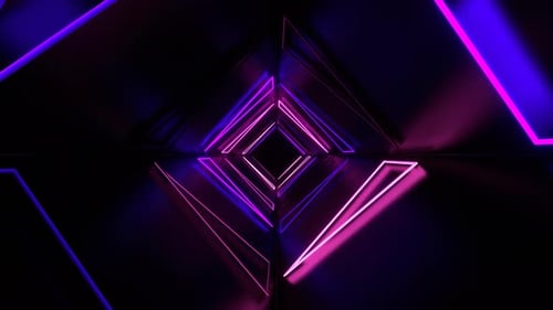 Purple And Pink Neon Triangles Tunnel Background Vj Loop In 4K