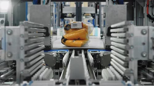 Chaîne de montage mécanisée au fur et à mesure que les marchandises sont emballées avec des machines automatisées innovantes