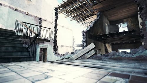 Abandoned Ruined Building After War
