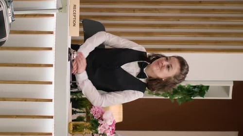 Vertical Video Check in Process at Hotel Reception